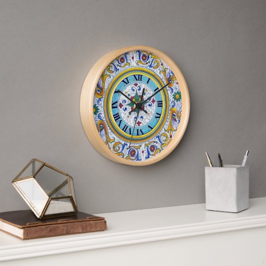 複雑なデルータ柄のフローラルパターンキッチン 壁時計 (オフィス)