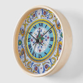 複雑なデルータ柄のフローラルパターンキッチン 壁時計 (傾斜)