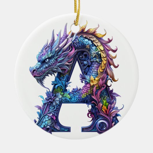 複雑なドラゴン – 手紙A セラミックオーナメント (正面)
