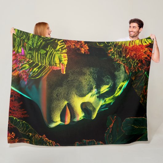 複雑なネオンの女鮮やか性Coralpunk Art フリースブランケット (インサイチュ)