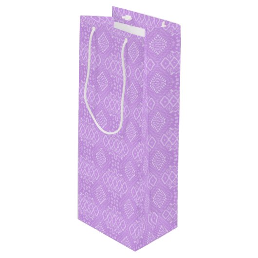 複雑なパステルパープル模様 ワインギフトバッグ (正面アングル)