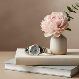 複雑なパステルフローラ曼荼羅 腕時計