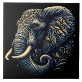複雑なパターン（の模様が）ある象アート タイル (正面)