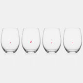 複雑なパッ離れトを表示する二つの赤と白 ステムなしワイングラス (裏面)