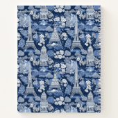 複雑なパリジャンブルーパターン(の模様が)あるトイル ノートブック (裏面)