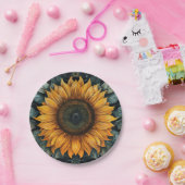 複雑なヒマワリ植物芸術 ペーパープレート (パーティー)