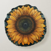 複雑なヒマワリ植物芸術 ラウンドクッション (裏面)
