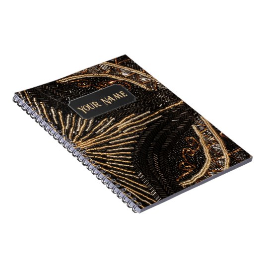 複雑なビーズ付きパターンヴィンテージルック – あなたの名前 ノートブック (右側)