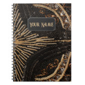 複雑なビーズ付きパターンヴィンテージルック – あなたの名前 ノートブック (正面)