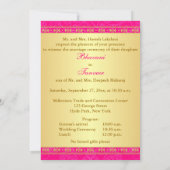 複雑なピンクの金ゴールドのスクロール星の結婚式の招待2 招待状 (裏面)