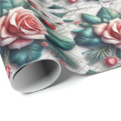 複雑なフローラタイルモザイクのアートワーク ラッピングペーパー (ロールコーナー)