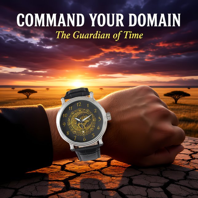 複雑なフローラデザインパターンのバイソンバッファロー 腕時計 (クリエイターアップロード済み)