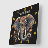 複雑なフローラデザイン スクエア壁時計 (傾斜)