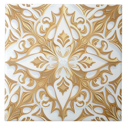 複雑なフローラルパターンセラミックタイル白金ゴールド タイル (正面)