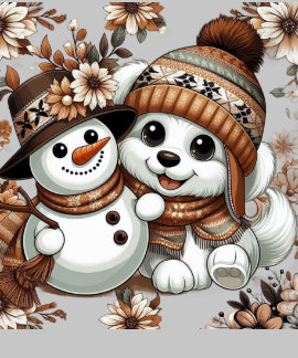 複雑なフローラ冬のワンダーランド：かわいい犬