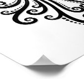 複雑なブラックアクエリアス〔占星術の〕十二宮図オンホワイト ポスター (角)