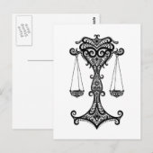 複雑なブラックリブラ〔占星術の〕十二宮図オンホワイト ポストカード (正面/裏面)
