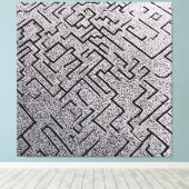 複雑なブラック&ホワイトの迷宮 キャンバスプリント (インサイチュ (ウッドフロア))