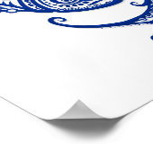 複雑なブルーピセス〔占星術の〕十二宮図オンホワイト ポスター (角)