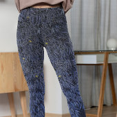 複雑なブルーフエリーフハイウエストヨガトレーニング レギンス