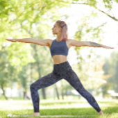 複雑なブルーフエリーフハイウエストヨガトレーニング レギンス