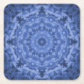 複雑なブルー王室の万華鏡のように千変万化するパターン スクエアペーパーコースター (正面)
