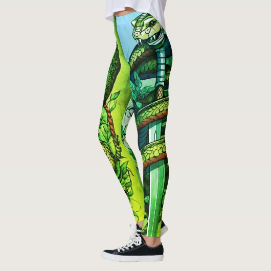 複雑なヘビの巻きダガのまわりにタトゥーデシグ レギンス (左)