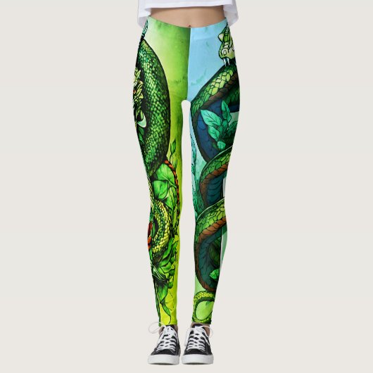 複雑なヘビの巻きダガのまわりにタトゥーデシグ レギンス (正面)