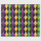 複雑なマルディグラスカラーズダイヤモンドアーガイル ラッピングペーパー (フラット)