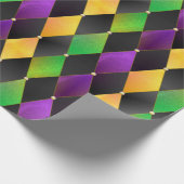 複雑なマルディグラスカラーズダイヤモンドアーガイル ラッピングペーパー (角)