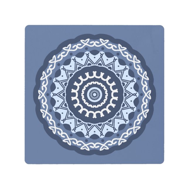 複雑なマンダラメタルウォールアート メタルプリント (正面)