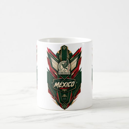 複雑なメキシコ風エンブレム コーヒーマグカップ (中央)