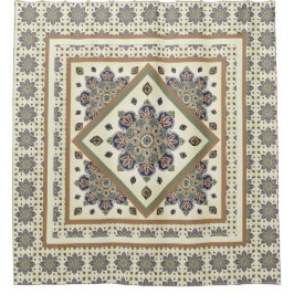 複雑なメダリオンデザイン付きシャワーカーテン シャワーカーテン