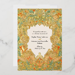 複雑なモチーフとフィリグリーの魅力溢れる 箔招待状