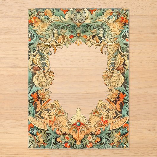 複雑なモチーフのフィリグリーのアクリルオーバーレイ アクリル招待状 (正面)