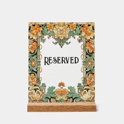 複雑なモチーフのフィリ澄んグリー、中央テーブル記号 アクリルサイン (正面)