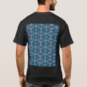 複雑なモーメントを備えた対称の青と白の絨毯 Tシャツ (裏面)