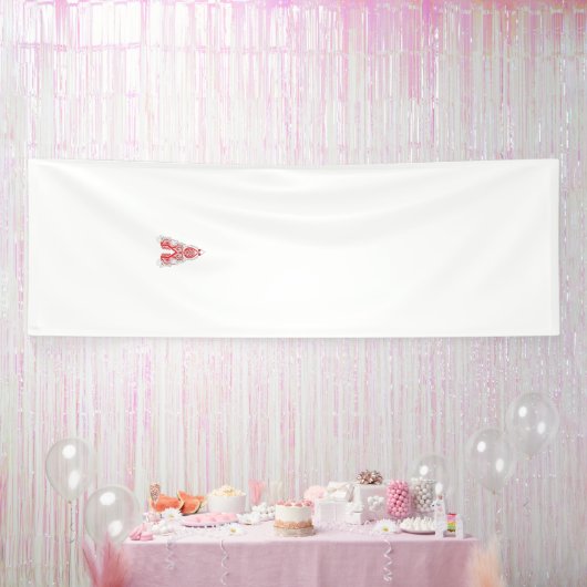 複雑なラインアートのモノグラムを特徴とする赤いグラフィックデザイン 横断幕 (パーティー)