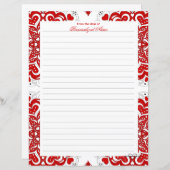 複雑なラブノート – 赤いライン付き紙シート (正面/裏面)
