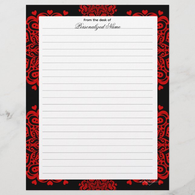 複雑なラブノート – 黒い裏地 レターヘッド (正面)