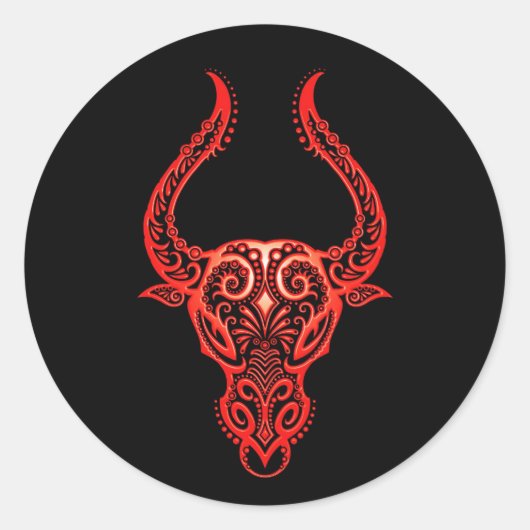 複雑なレッドタウロス〔占星術の〕十二宮図オンブラック ラウンドシール (正面)