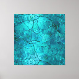 複雑な亀裂、ティール（緑がかった色）とターコイズの線 キャンバスプリント
