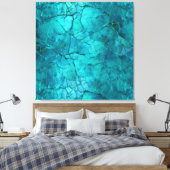 複雑な亀裂、ティール（緑がかった色）とターコイズの線 キャンバスプリント (インサイチュ (寝室))