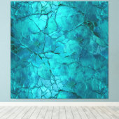 複雑な亀裂、ティール（緑がかった色）とターコイズの線 キャンバスプリント (インサイチュ (ウッドフロア))