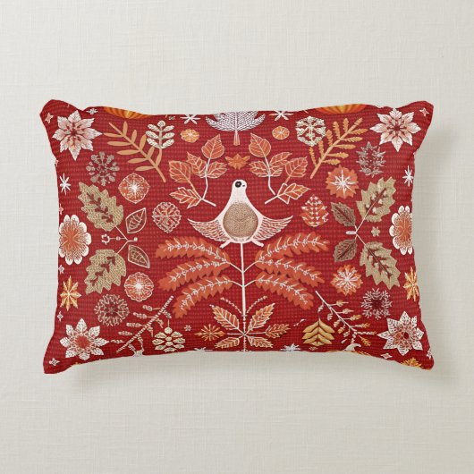 複雑な北欧刺繍装飾用クッションカバー アクセントクッション (正面)