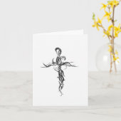 複雑な十字のnotecard カード (黄色い花)