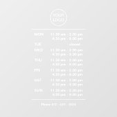 複雑な営業時間の店舗フロントウィンドウデカール ウィンドウサイン (シート)