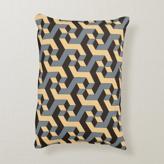 複雑な回転キュビを持つ幾何学的シームレスタイル アクセントクッション (裏面(縦))