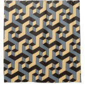 複雑な回転キュビを持つ幾何学的シームレスタイル シャワーカーテン (正面)