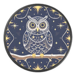 複雑な夜のフクロウのイラスト アイスホッケーパック